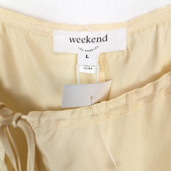 NWT Weekend Los Angeles Moonstone Pale Yellow Cropped Cami Top Size L - Picture 6 of 8